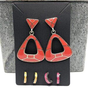 Three Pair Fashion Chandelier Hoop Earrings